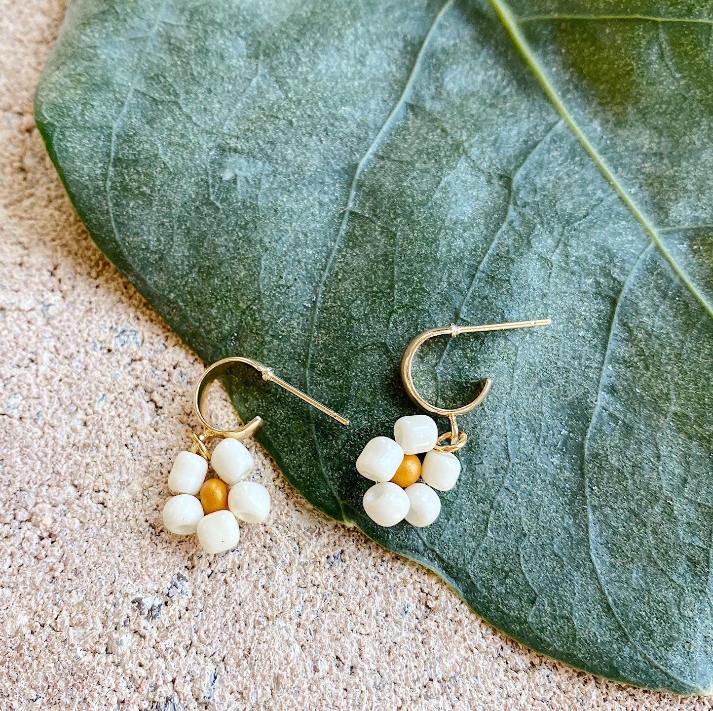Beaded Flower Mini Hoop Earrings - Confetti Riot
