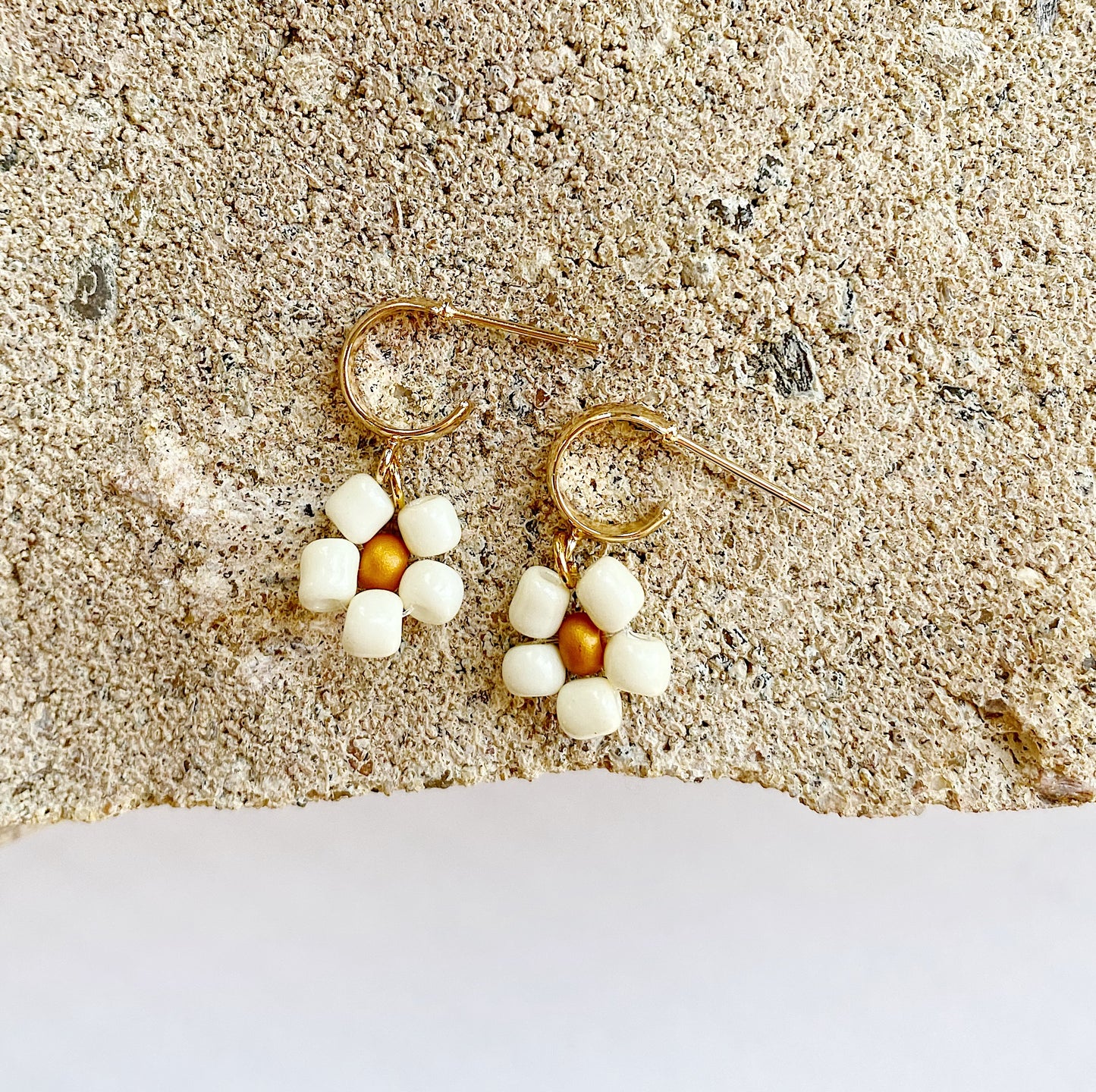 Beaded Flower Mini Hoop Earrings - Confetti Riot