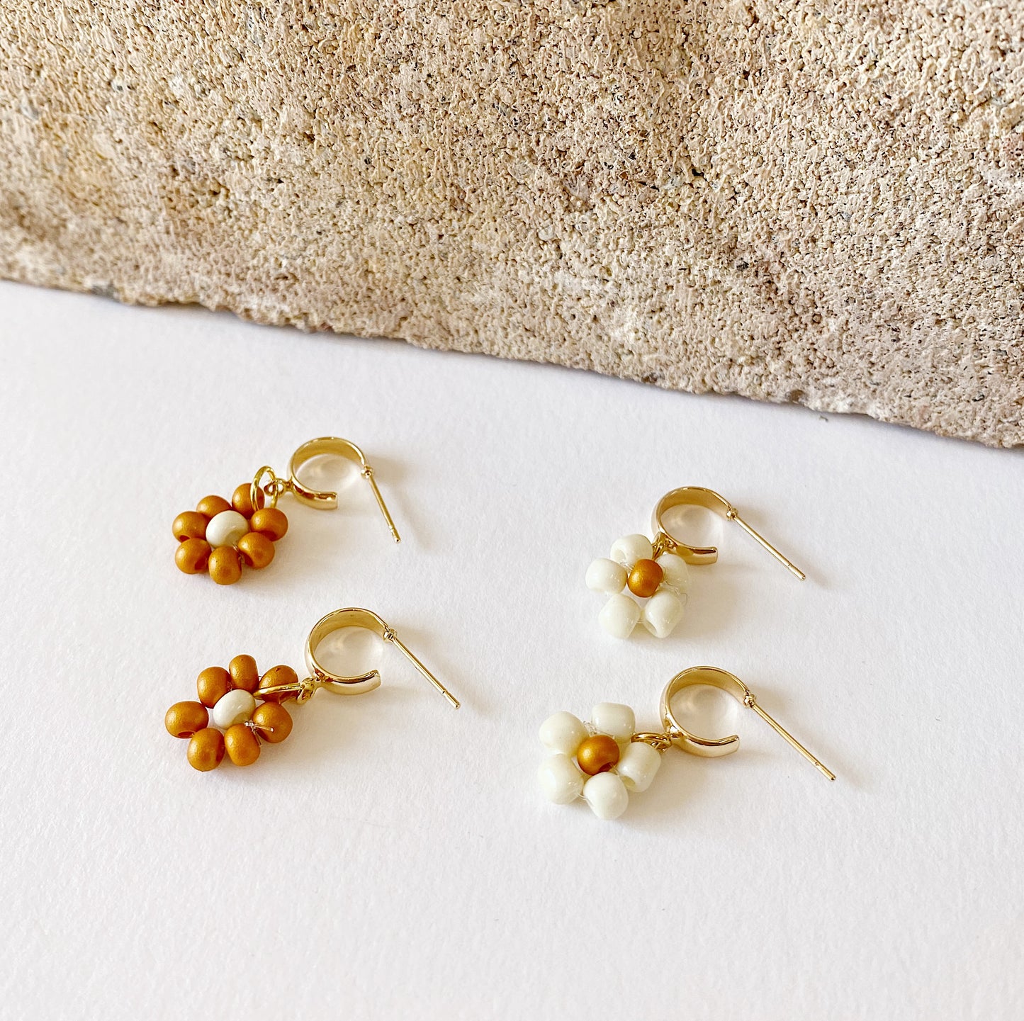 Beaded Flower Mini Hoop Earrings - Confetti Riot